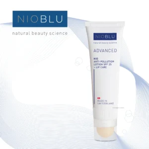 Nioblu Anti-Pollution Lotion SPF 25 gezichtsbescherming tegen zon en luchtvervuiling.