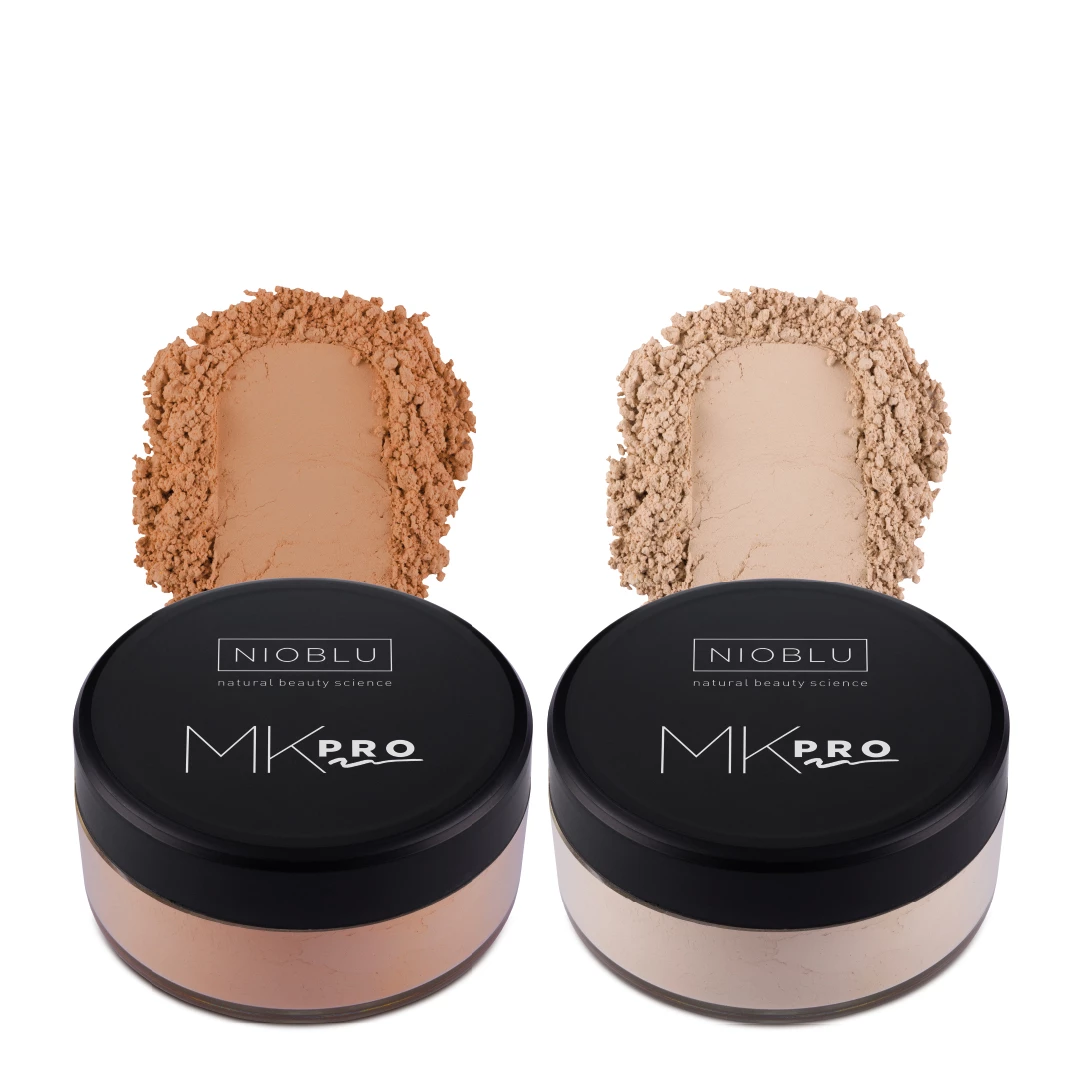 Nioblu Gezichtspoeder: Matte perfectie bij Divae IJsselstein. Nioblu Gezichtspoeder in de nuances Beige en Rose voor een gematteerde huid en een perfecte make-up fixatie bij Divae IJsselstein.