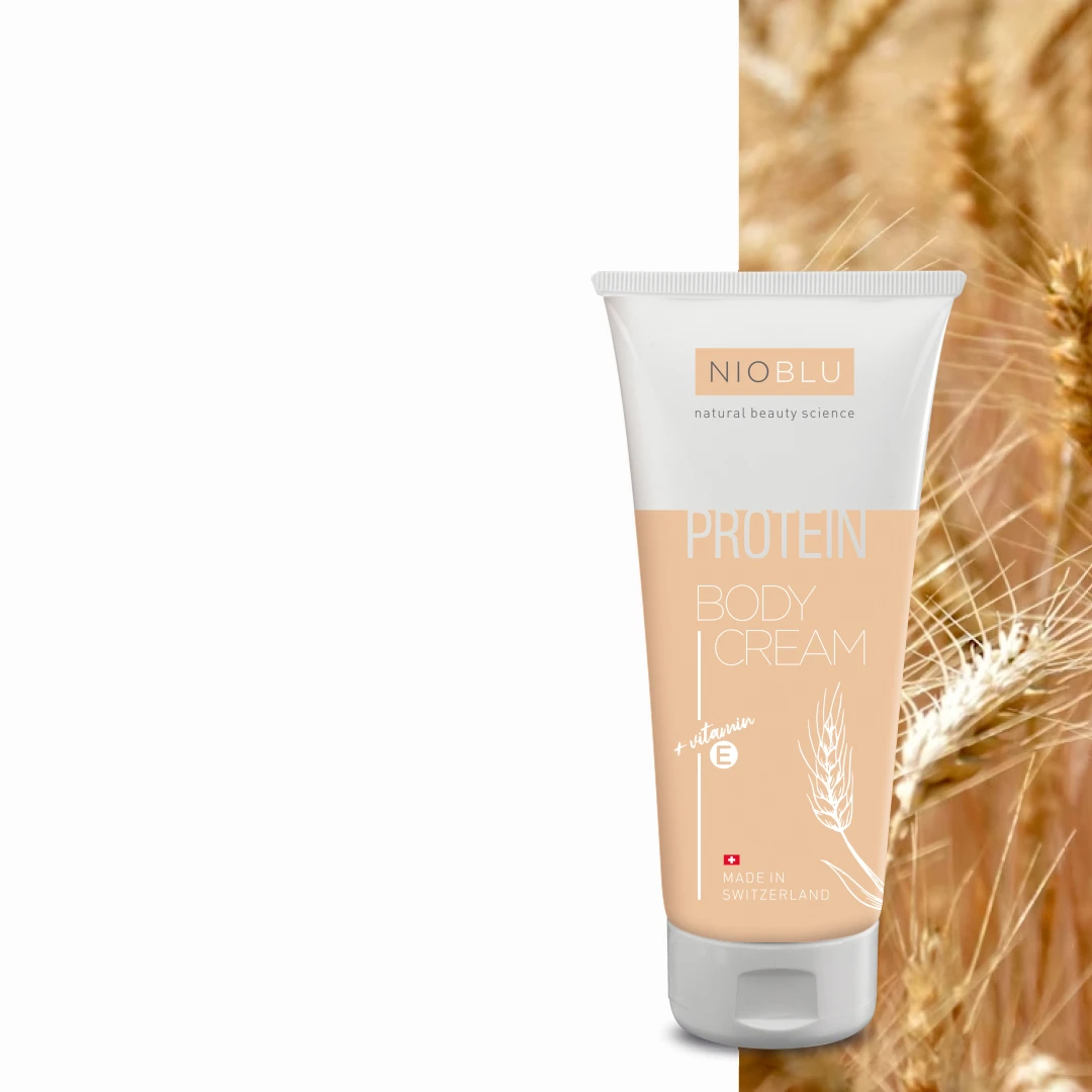 Nioblu Protein Bodycrème met tarweproteïne en vitamine E voor intensieve lichaamsverzorging bij Divae IJsselstein.